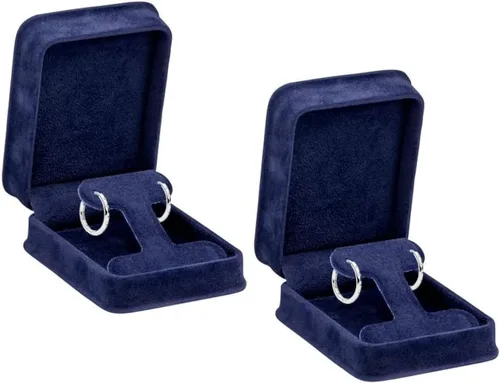 Miniatura 26 de Caja de pendientes de terciopelo negro, paquete de 2, gamuza de lujo rica, elegante estuche de aretes de diamante, con interior de terciopelo negro