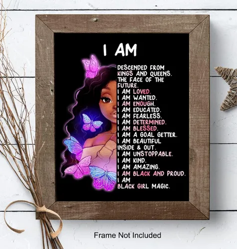 Miniatura 8 de Arte de pared y decoración de niña afroamericana – I Am Black Girl Magic – Arte negro – Afirmaciones positivas inspiradoras – Citas positivas