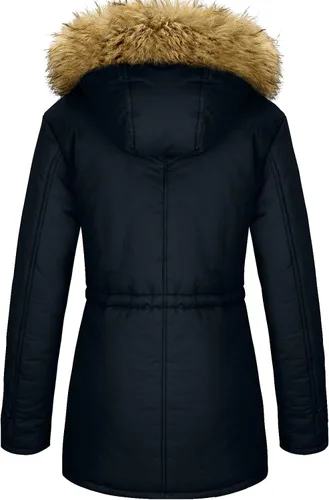 Miniatura 3 de YXP - Chaqueta de invierno tipo parka militar con capucha de piel, de algodón y cálido vellón para mujer