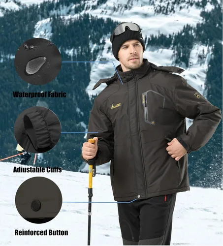 Miniatura 7 de Chaqueta de esquí para hombre, impermeable, cálida, abrigo de nieve de invierno para senderismo