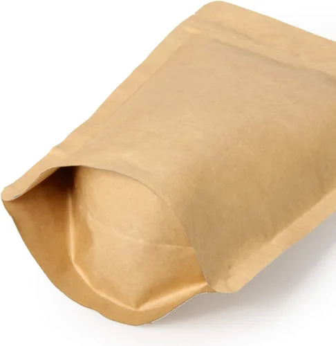 Miniatura 4 de Bolsas de café con cierre de cremallera de papel kraft natural, alta barrera con válvula unidireccional y cremallera resellable, 8 onzas
