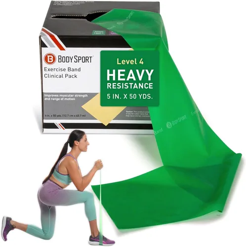 Miniatura 13 de Body Sport Bandas de ejercicio: bandas de resistencia en rollos de 50 yardas para fitness, estiramiento o terapia física