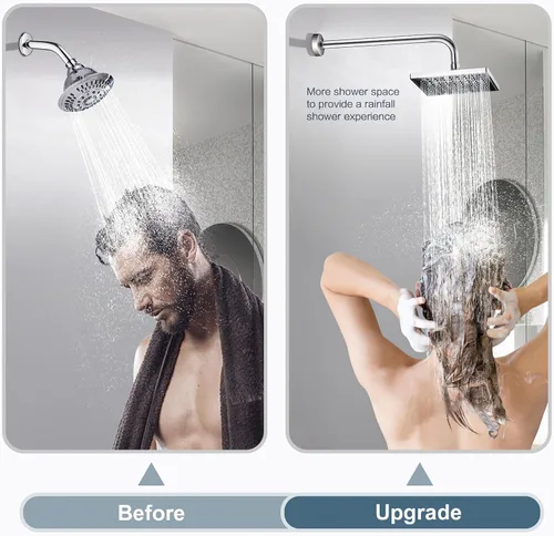 Miniatura 3 de BRIGHT SHOWERS Brazo de extensión de cabezal de ducha de 16 pulgadas con brida, extensor de ducha en forma de L, tubo de ducha extra largo de acero