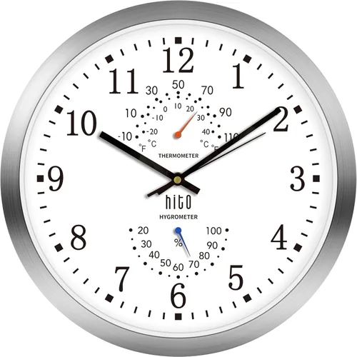 HITO Reloj de pared silencioso de 14 pulgadas, funciona con pilas, reloj de pared grande para decoración de sala de estar, oficina, aula, dormitorio