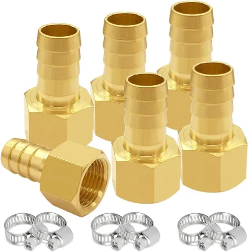 Miniatura 14 de Uenede 6 accesorios de púas de manguera de latón de 1/2 pulgada NPT hembra a 1/2 pulgadas, conector adaptador de púas incluye 6 abrazaderas de acero