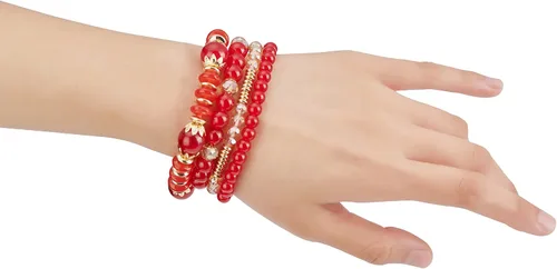 Miniatura 2 de Yovico 6 juegos de pulseras elásticas apilables bohemias, para mujer, con cuentas ajustables, multicolor, para regalo, Sin gemas.