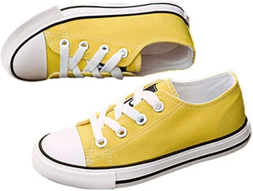 Miniatura 3 de iFANS - Tenis de lona de caña baja con cordones para niños y niñas
