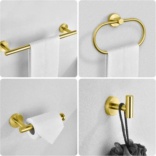 Miniatura 3 de Juego de accesorios de baño, 7 piezas de toallero de baño de acero inoxidable, incluye barras de toalla de mano de 16 pulgadas, soportes para papel