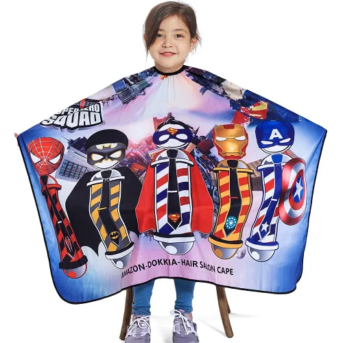 Miniatura 3 de DOKKIA KIDS Capa de peluquero para niños corte de pelo, niños, niños pequeños, niños y niñas, peluquería, estilo de salón, paño de tela, delantal