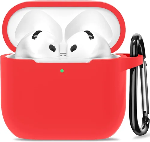 Funda para AirPods 4, funda de silicona compatible con Apple AirPods de 4ª generación, color rojo