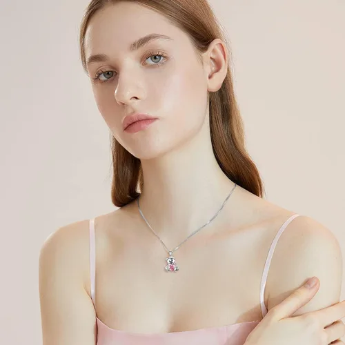 Miniatura 5 de Animal Crystal Necklace for Women Girls 925 Sterling Silver Teddy Bear Phoenix Panda Unicorn Animal Pendant Jewelry Gifts for Animal Lovers