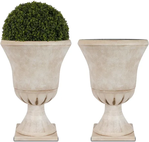 Worth Macetas de plástico para jardín para plantas al aire libre, árbol de 22 pulgadas de alto, paquete de 2 macetas redondas clásicas de resina