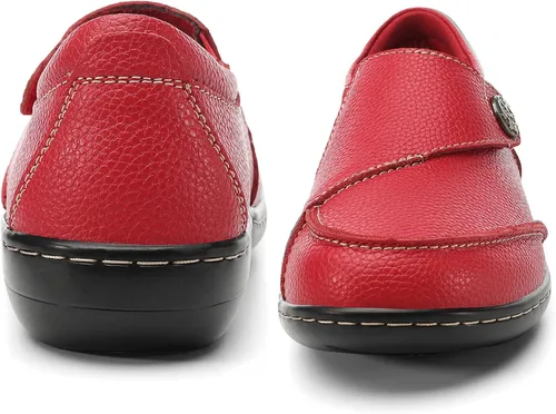 Miniatura 8 de TERRIKAT Mocasines clásicos casuales de cuero para mujer, con puntera tipo mocasín, cómodos para caminar, zapatos de trabajo ligeros
