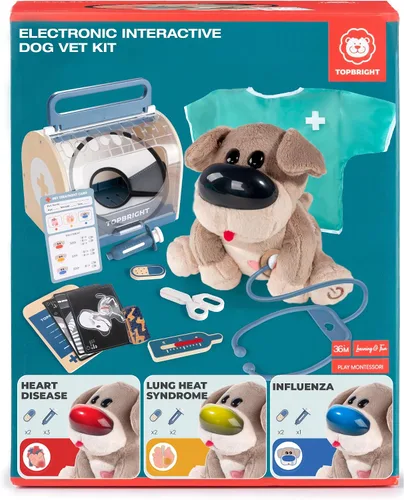 Set interactivo de veterinario para perros, juego de veterinario para niños, regalo de cumpleaños para niños y niñas, kit de juguetes de simulación
