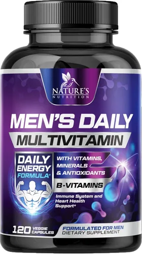 Miniatura 10 de Multivitamínico para hombres, suplemento avanzado con fórmula de espectro completo, vitaminas esenciales A, C, D, E y zinc, vitaminas B de alta
