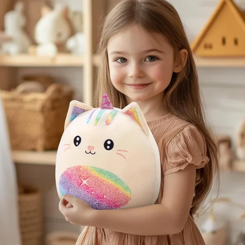 Miniatura 6 de Athionsu - Almohada de felpa de unicornio de 14 pulgadas, suave y tierno juguete de peluche para niñas y niños, bonito regalo de peluche de vientre