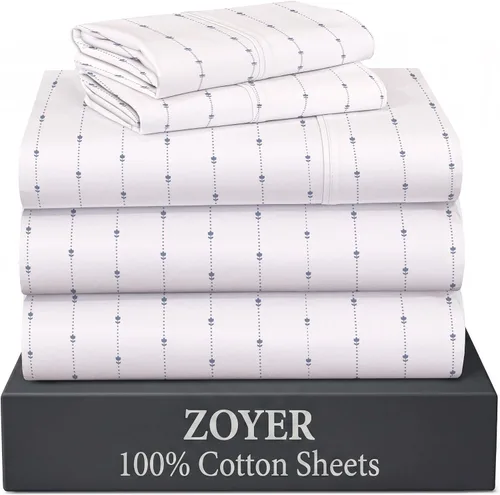 Miniatura 33 de ZOYER Sábanas de 100 % algodón percal tamaño individual, refrescantes y transpirables, duraderas, con una sensación nítida, suave y cómoda, bolsillo