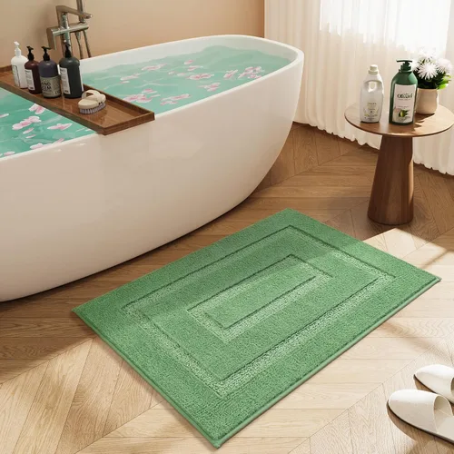 Miniatura 32 de HOMORE Alfombra de baño gris de 24 x 60 pulgadas, suave, absorbente, alfombra de pasillo de baño lavable, alfombras largas antideslizantes