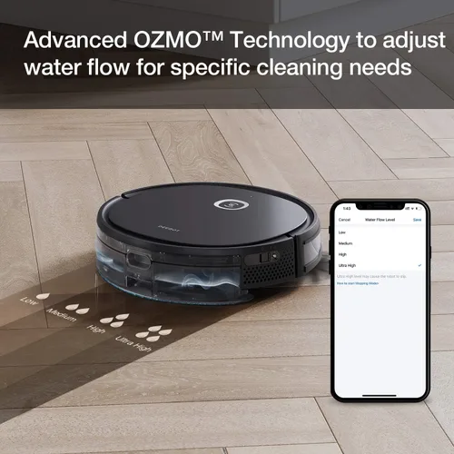 Miniatura 3 de ECOVACS DEEBOT OZMO U2 Pro Robot aspirador 2 en 1 aspiradora y trapeador, cepillo sin enredos, ideal para pelo de mascotas, zonas prohibidas, tiempo