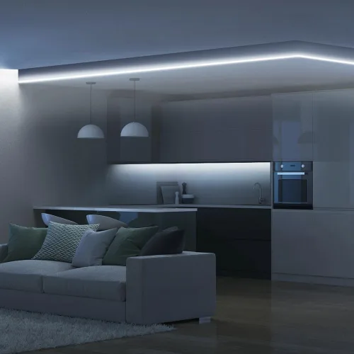 Miniatura 6 de Feit Electric Cinta de Luz LED de 16 pies, Regulable, Enchufable/Cableado Directo, Tiras de Luz LED Ultradelgadas para el Hogar, 2950 Lúmenes, 3000K
