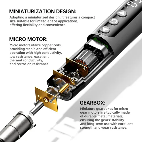 Miniatura 3 de ANVANNA Juego de mini destornilladores eléctricos 120 en 1: UnaMela - Pequeño destornillador eléctrico inalámbrico - 120 puntas de precisión, luz