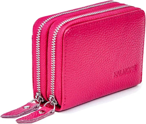 Miniatura 4 de KALMOR Billeteras de piel para mujer, con doble cremallera, con bloqueo RFID y bolsillo para monedas, 4. 25 x 3. 0 x 1.5