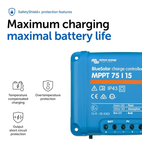 Miniatura 6 de Victron Energy BlueSolar MPPT Controlador de carga solar - Controladores de carga para paneles solares - 75V, 15 amperios, 12/24 voltios