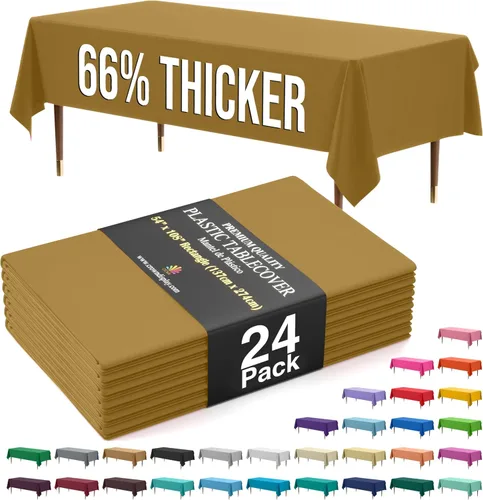 Miniatura 54 de Exquisite 66% Thicker Premium Plastic Table Cloth Rectangle Table Cover 0.5 Mil 6 Pack Aqua Table Cloth 54 Inch x 108 Inch Disposable Tablecloth