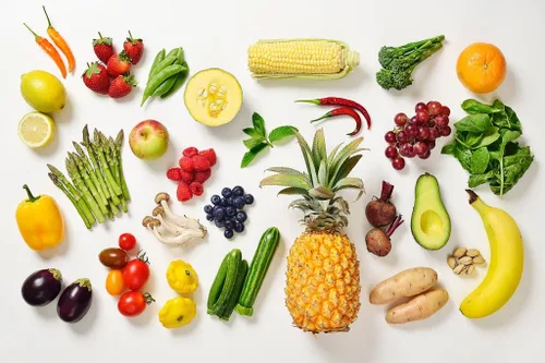 Póster decorativo de pared de frutas y verduras, plátano, piña, bayas coloridas, 18 x 12 pulgadas