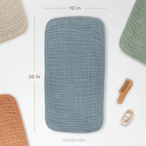 Miniatura 3 de Comfy Cubs - Juego de paños de muselina para eructos de 20 x 10 pulgadas, paquete de 6, tamaño grande, 6 capas, 100% algodón, absorbentes, seguros