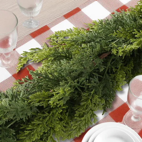 Miniatura 2 de Guirnalda de pino de Navidad Norfolk de 9 pies, guirnalda de pino artificial realista y flexible para puerta delantera, manto, escalera, alféizar