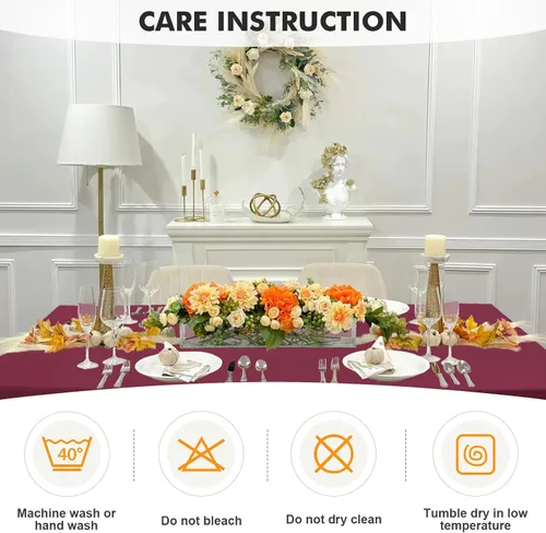 Miniatura 6 de SEPARO Paquete de 2 Cubiertas de Mesa de Spandex de 6 Pies Color Borgoña Mantel Rectangular Ajustado Tela Elástica Mantel de 6 pies Sin Arrugas