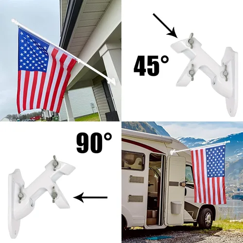 Miniatura 5 de NELXINJO Kit de poste de bandera de acero inoxidable de 5 pies con abrazadera para exterior de la casa Montaje exterior para bandera americana