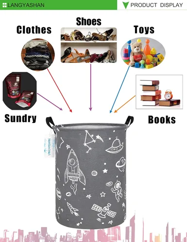 Miniatura 4 de Contenedor de almacenamiento, canasta organizadora plegable de tela de lona para cesto de ropa sucia, contenedores de juguetes, cestas de regalo