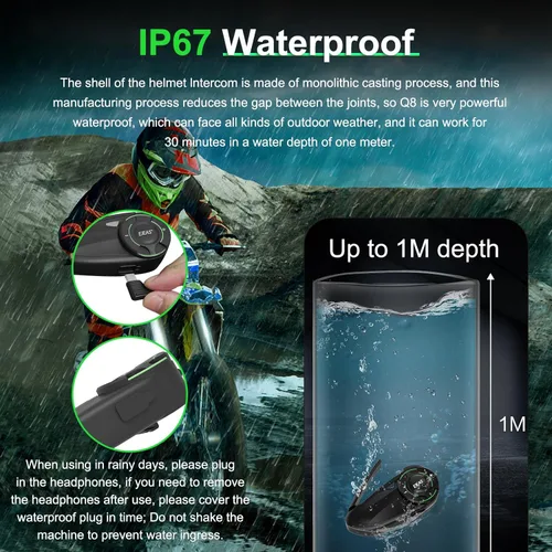 Miniatura 5 de Mesh 3.0 - Auriculares Bluetooth para motocicleta, 6 Riders Group V5.1, casco Bluetooth con intercambio de música y cancelación de ruido CVC