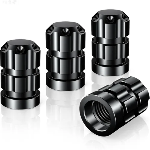 Universal Tire Valve Stem Caps, 4 Pack Anti-Corrosion Aluminum Alloy Valve Covers, Metal Tire Air Caps with Rubber O-Ring Seal for Cars Trucks SUVs