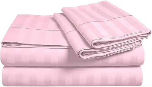 Miniatura 10 de Juego de sábanas y fundas de almohada de 6 piezas, 100% algodón, juego de sábanas de rayas de agua individual incluye 4 fundas de almohada, 1 sábana