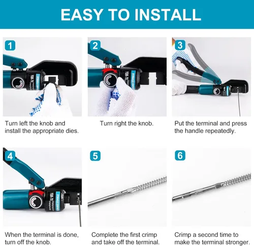 Miniatura 7 de Steel DN Mate Herramienta de prensado hidráulico mejorado/crimpadora hidráulica con 9 troqueles para sistema de barandilla de cable de acero