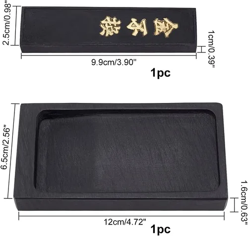 Miniatura 4 de PH PandaHall Piedra de tinta de caligrafía china con barra de tinta, piedras de tinta tradicionales chinas para dibujo Sumi, bandeja de tinta