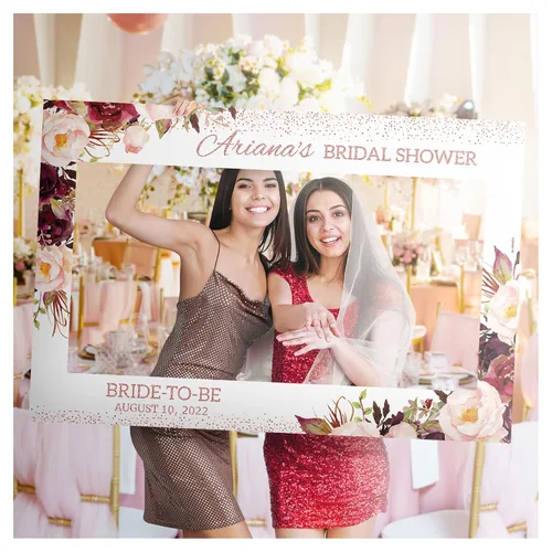 Marco de fotos de oro rosa para boda, boda, ducha, tamaño 36 x 24, 48 x 36; decoración floral personalizada, decoración de flores nupciales, cabina