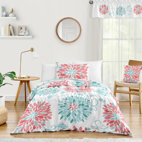 Miniatura 15 de Sweet Jojo Designs Juego de edredón individual de 2 piezas (flores de ciervos del bosque) para niñas, niños, ropa de cama para niños, cama en una