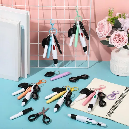 Miniatura 5 de Glenmal Juego de 72 mini rotuladores para enfermeras con mini tijeras, resaltador, bolígrafo de neón retráctil, llavero, clip, linterna, llavero