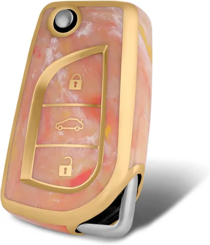 Miniatura 21 de Compatible con funda para llavero Toyota con patrón dorado, TPU suave, protección de 360 grados, para llave inteligente Fortuner Tundra Camry RAV4