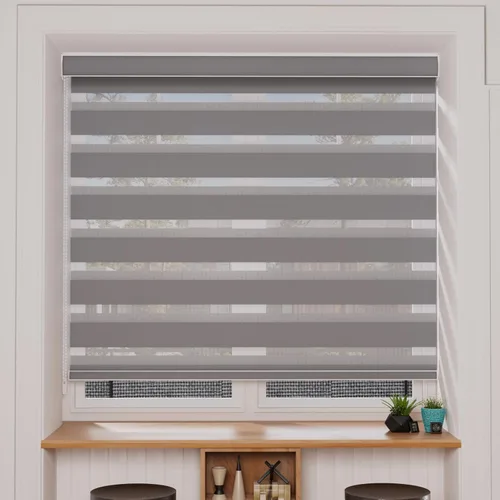 Miniatura 46 de MYshade Persianas enrollables de cebra opacas (85 %) con cordón para ventanas interiores, persianas de doble capa beige para dormitorio, baño, sala
