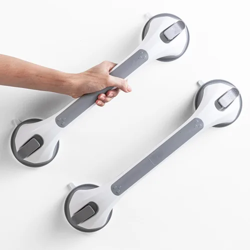 LEVERLOC Paquete de 2 barras de agarre de ducha para bañeras y duchas, asas de ducha con succión fáciles de instalar para baño, pasamanos extraíbles