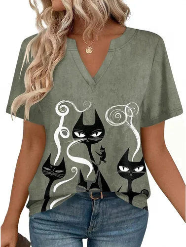 Miniatura 7 de Zeagoo Camisetas de manga corta con cuello en V para mujer, bonitas, elegantes, casuales, para negocios, trabajo, blusa