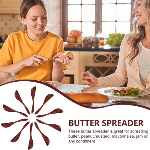 Miniatura 2 de Yardwe 10 cuchillos de mantequilla de madera, esparcidores de queso para tablero de mermelada y embutidos, espátula antiadherente segura