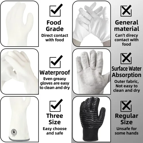Miniatura 2 de Guantes para barbacoa, guantes de horno de silicona, guantes de horno resistentes al calor con dedos, guantes de horno de cocina guantes para Blanco