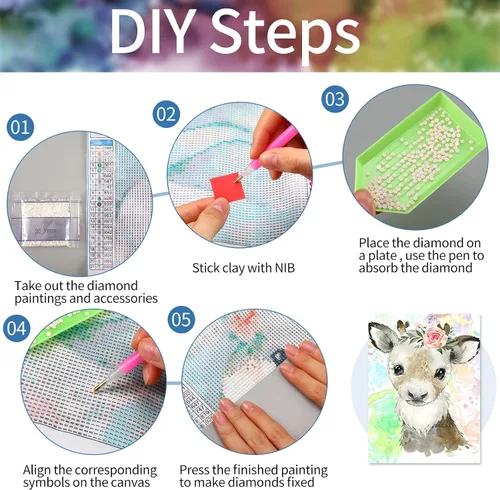 Miniatura 4 de Containlol Juego de 6 piezas de arte de diamantes para niños, lindos animales, arte de diamantes para adultos principiantes, 5D, kit de pintura