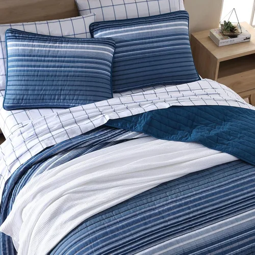 Miniatura 2 de Nautica - Juego de edredón tamaño King, ropa de cama reversible de algodón con fundas a juego, decoración del hogar para todas las estaciones